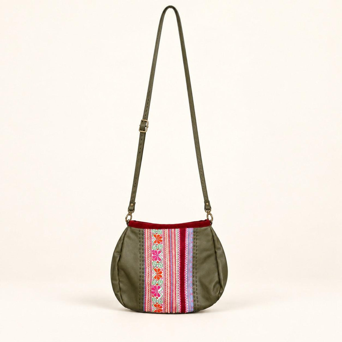 Leather Embroidered Crossbody Bag - Thailand