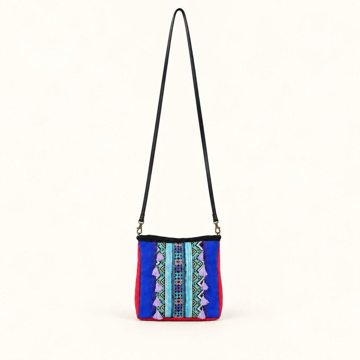 Leather Embroidered Crossbody Bag - Thailand