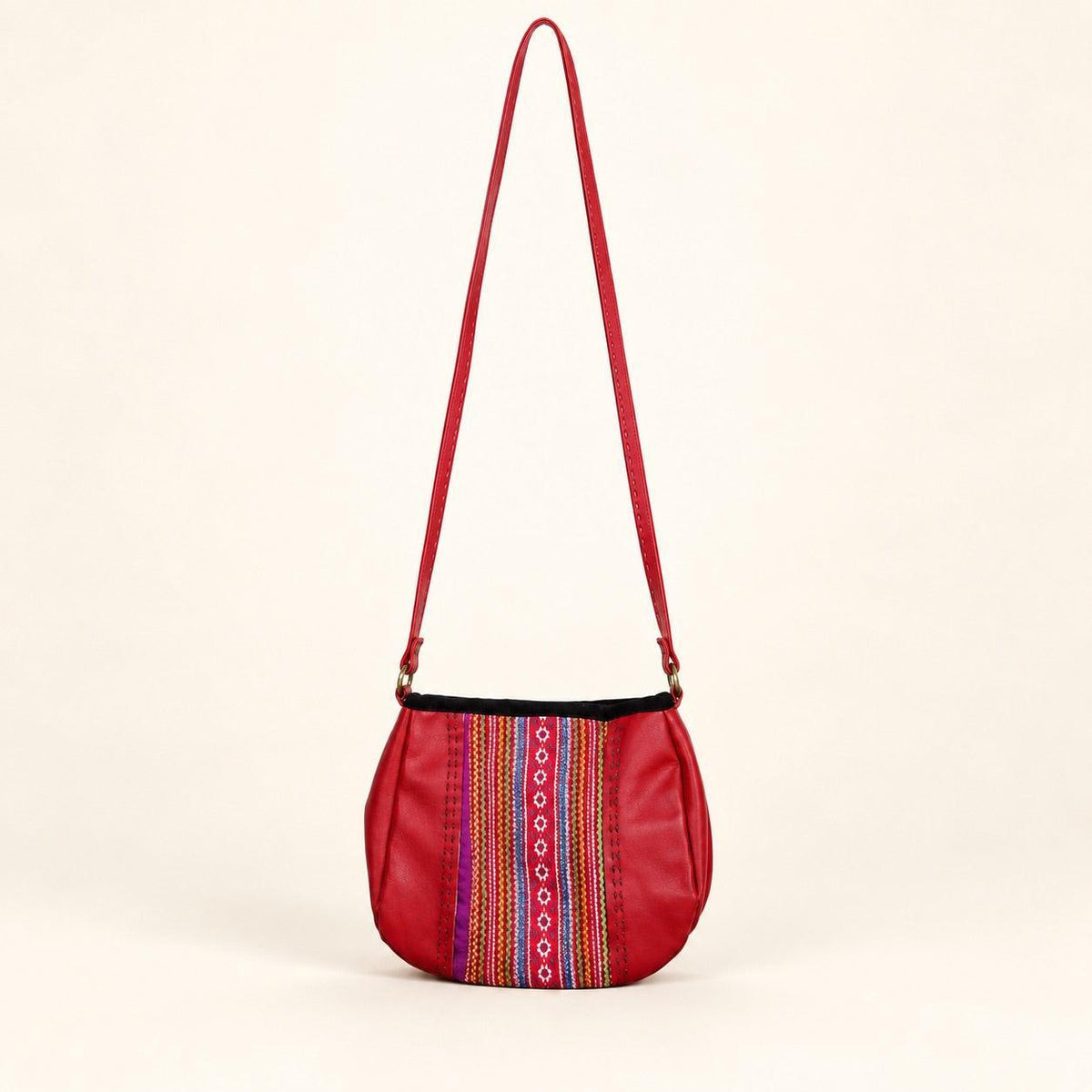Leather Embroidered Crossbody Bag - Thailand