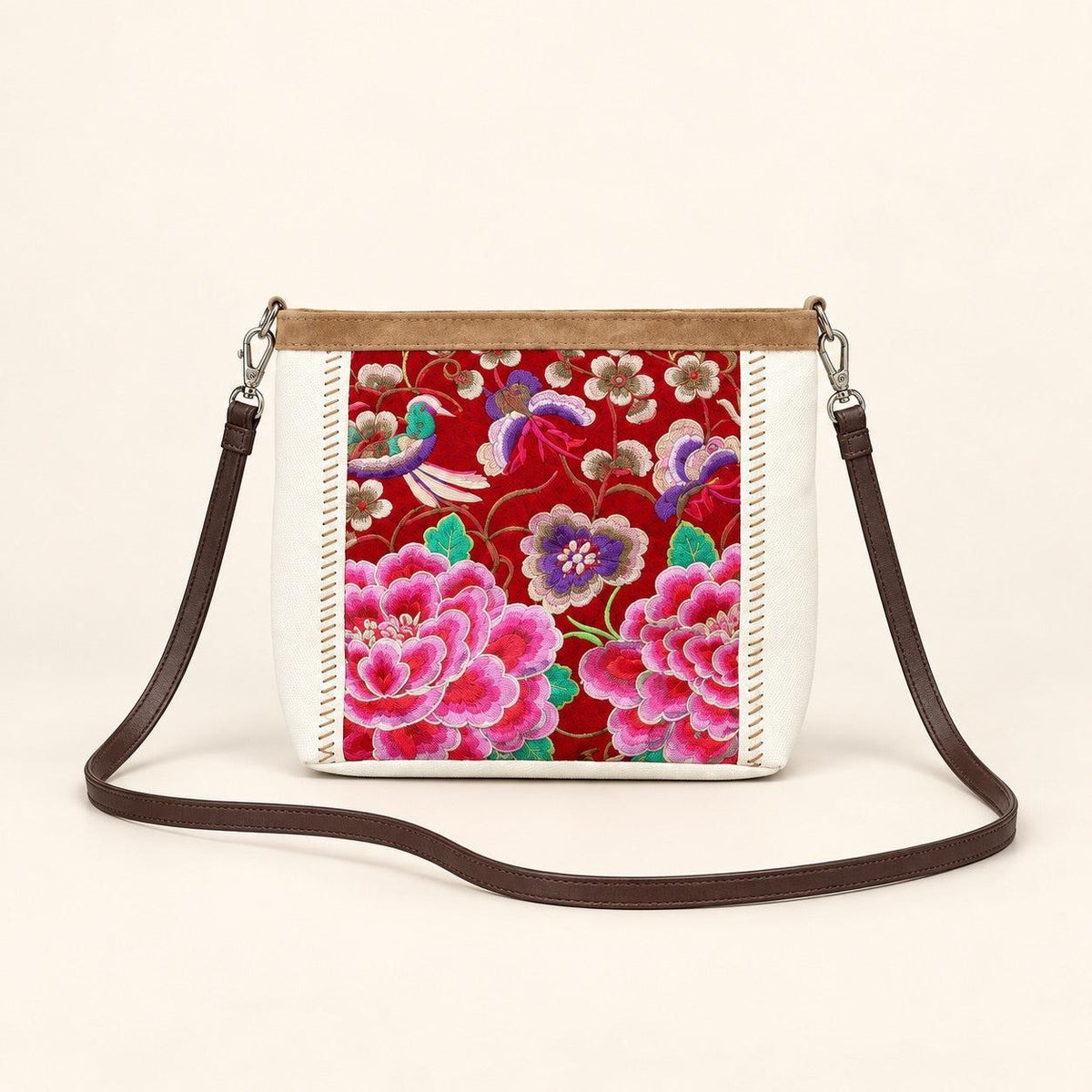 Leather Embroidered Crossbody Bag - Thailand