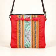 Hmong Fabric and Leather Crossbody Bag - Thailand