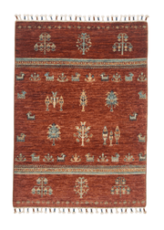 Afghan Gabbeh (2'08"x3'08") brown/teal