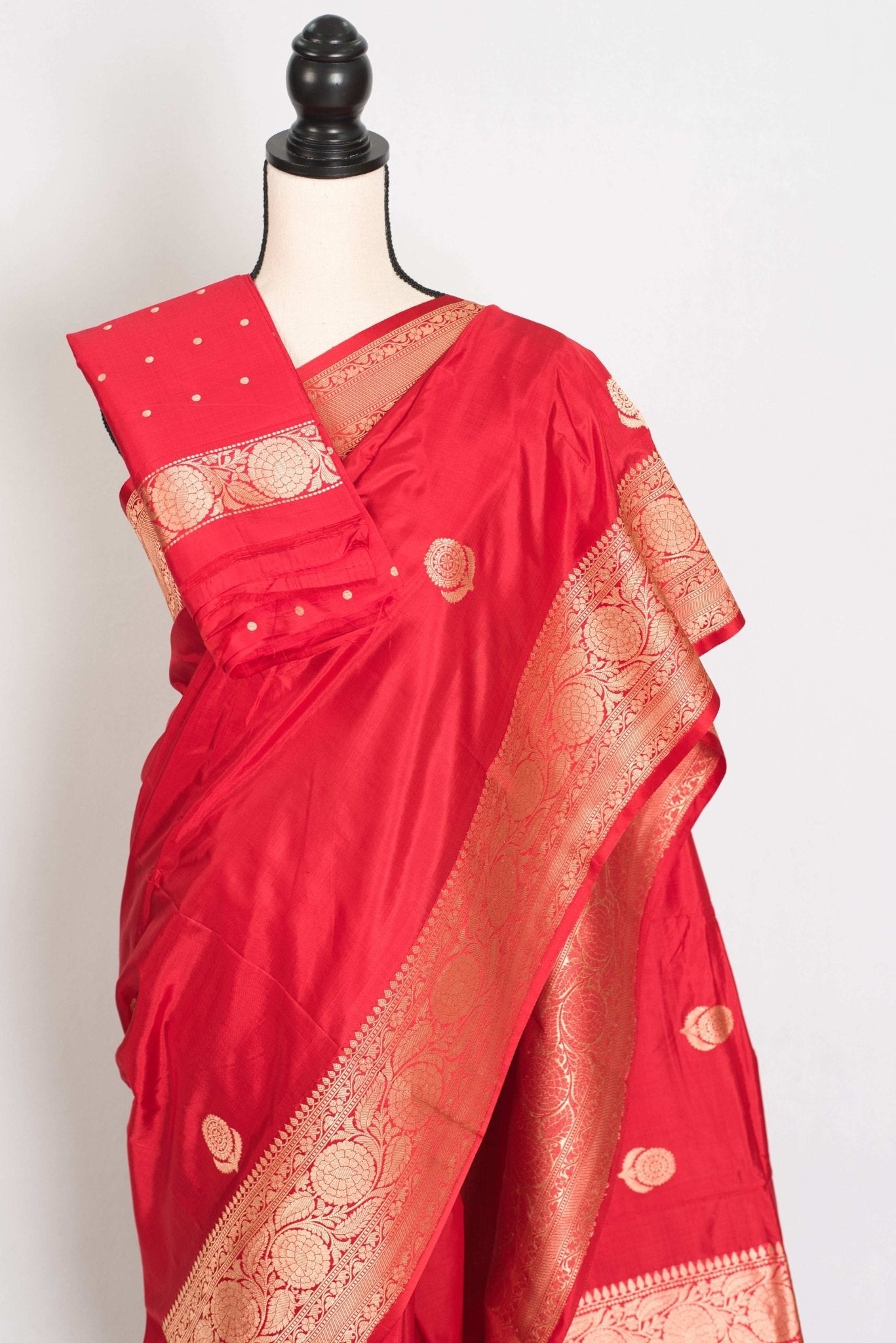 Maya : Silk Mark Certified Bridal Katan Banarasi Silk Saree in Red and Gold