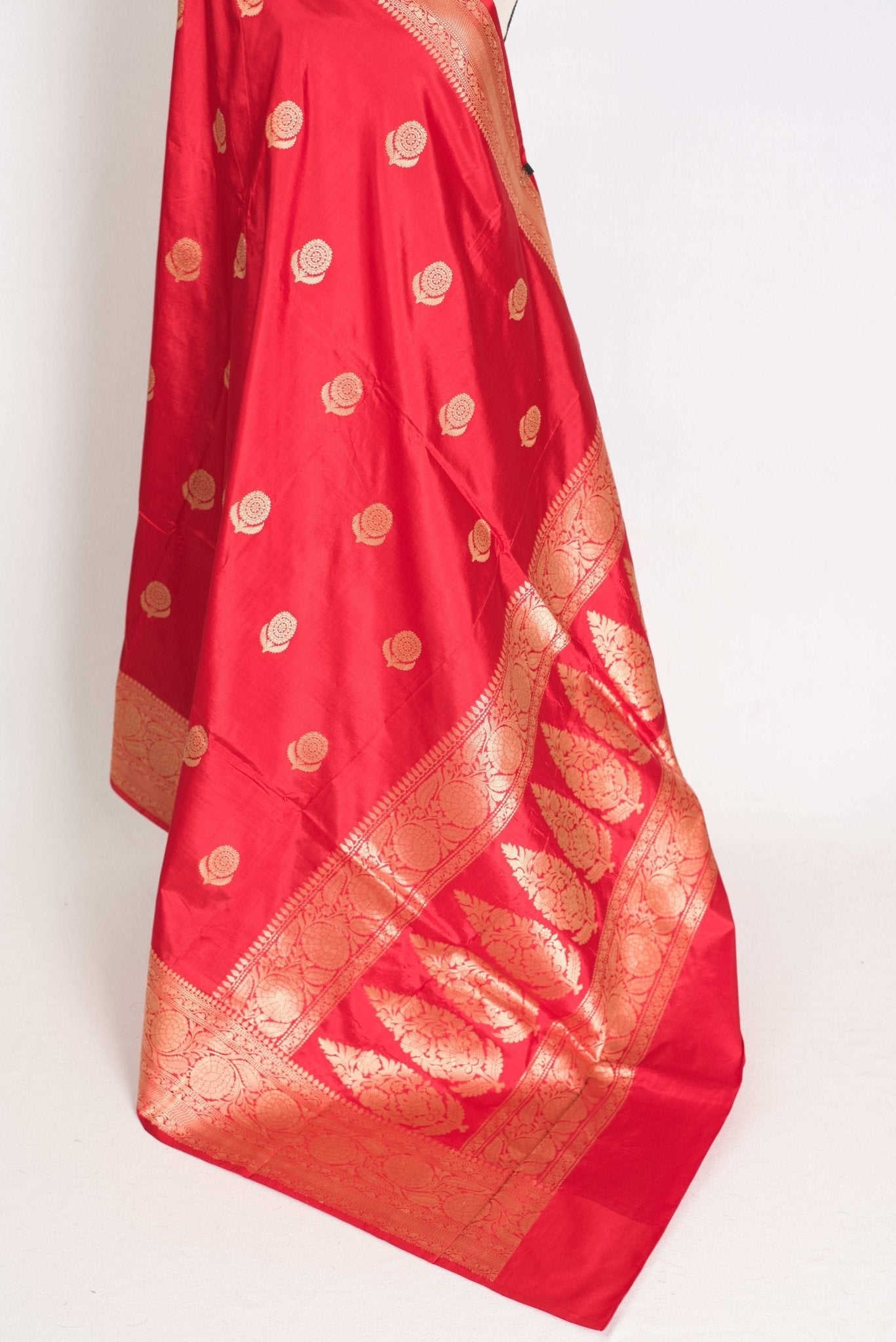 Maya : Silk Mark Certified Bridal Katan Banarasi Silk Saree in Red and Gold
