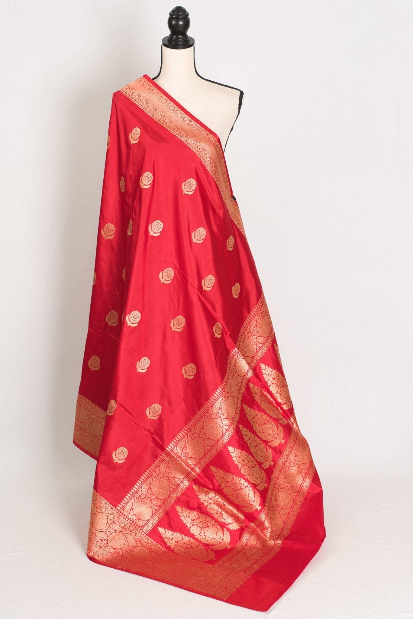 Maya : Silk Mark Certified Bridal Katan Banarasi Silk Saree in Red and Gold