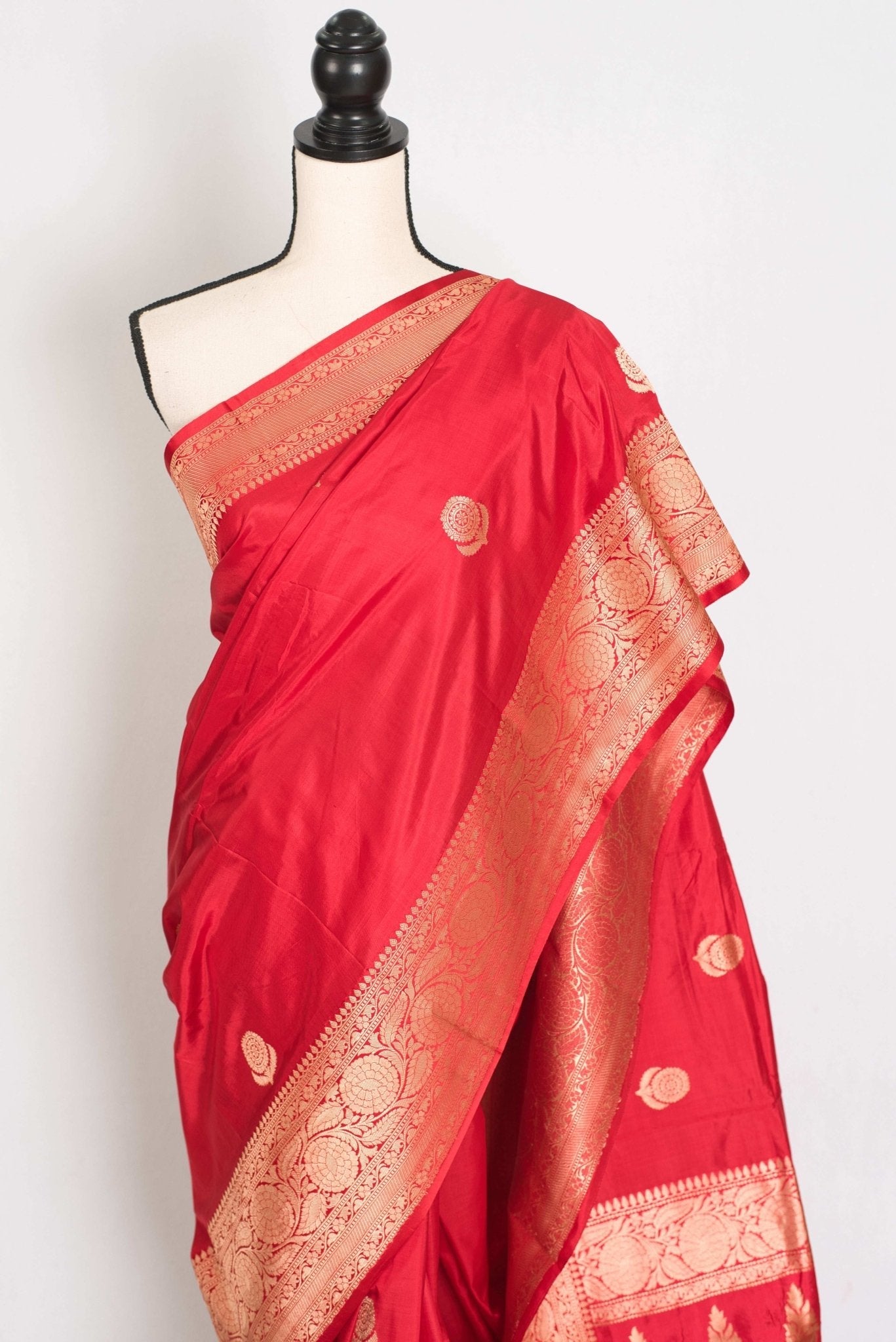 Maya : Silk Mark Certified Bridal Katan Banarasi Silk Saree in Red and Gold