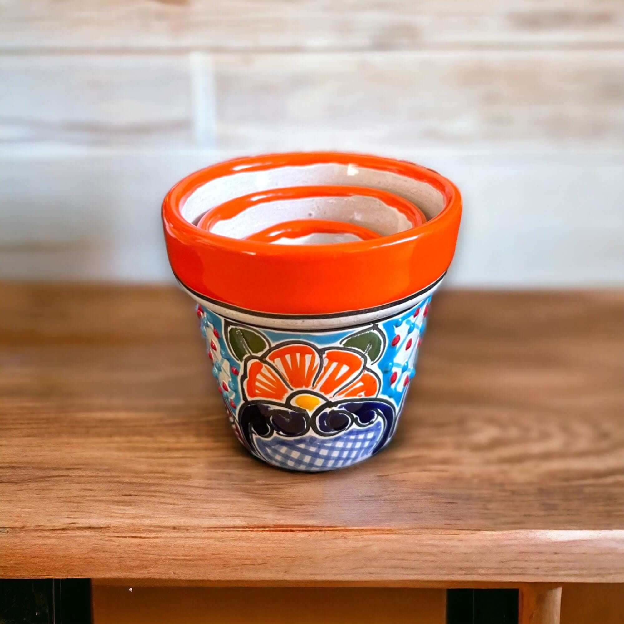Mini Talavera Flower Pot Set | Colorful Mexican Planters (Set of 3)