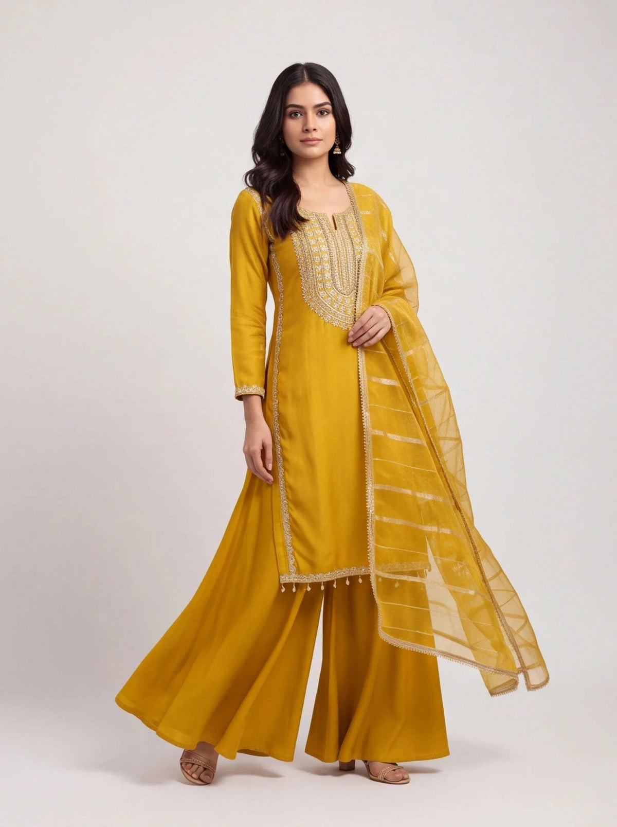 Yellow sharara suit