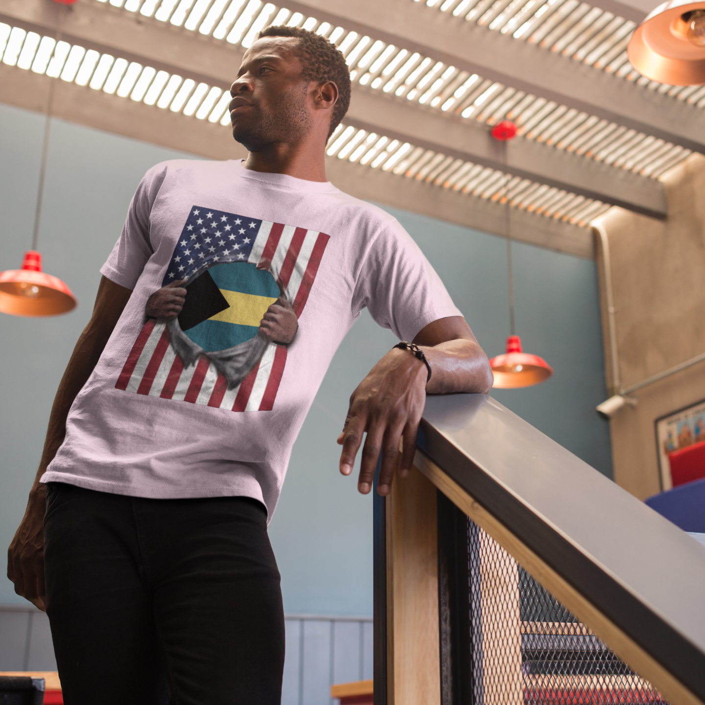 Bahamas + USA Flag T-shirt | Bahamian + American Flag Rip 4th Of July | Funny Latino Tees | 4 Colors