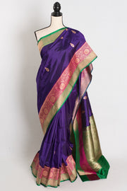 Nayana : Silk Mark Certified Purple Katan Banarasi Saree