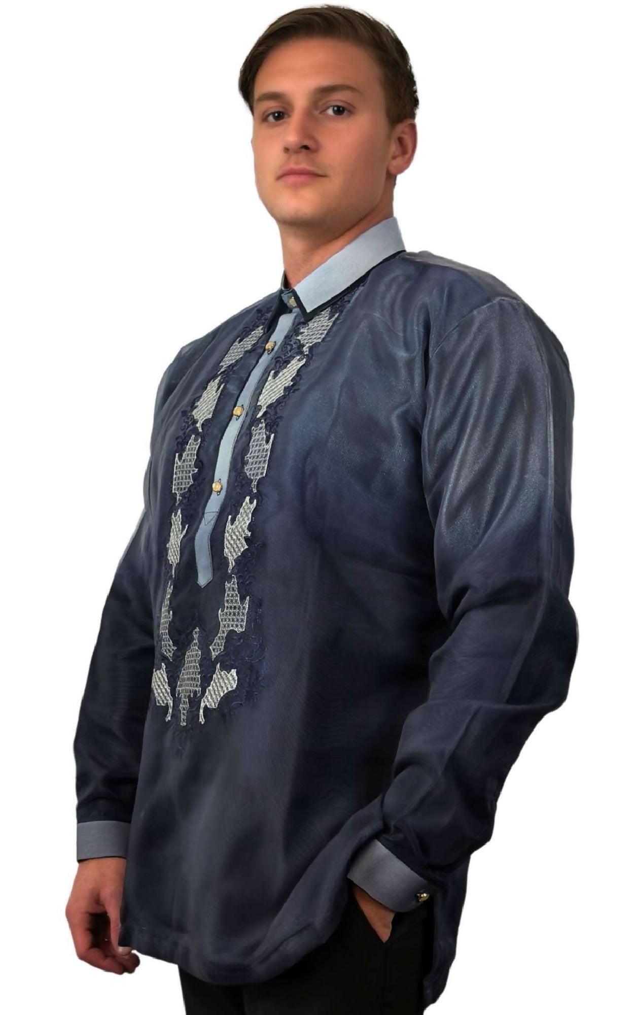 Mens Barong Tagalog - Navy