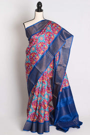 Patola Print Tussar Silk Saree - Bengal Hand Block Printed Silk Saree
