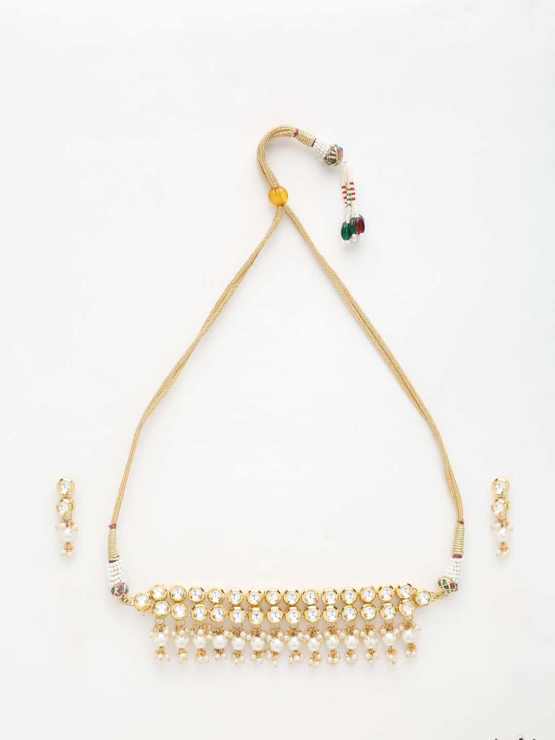Precious Stones Kundan Choker With Earrings