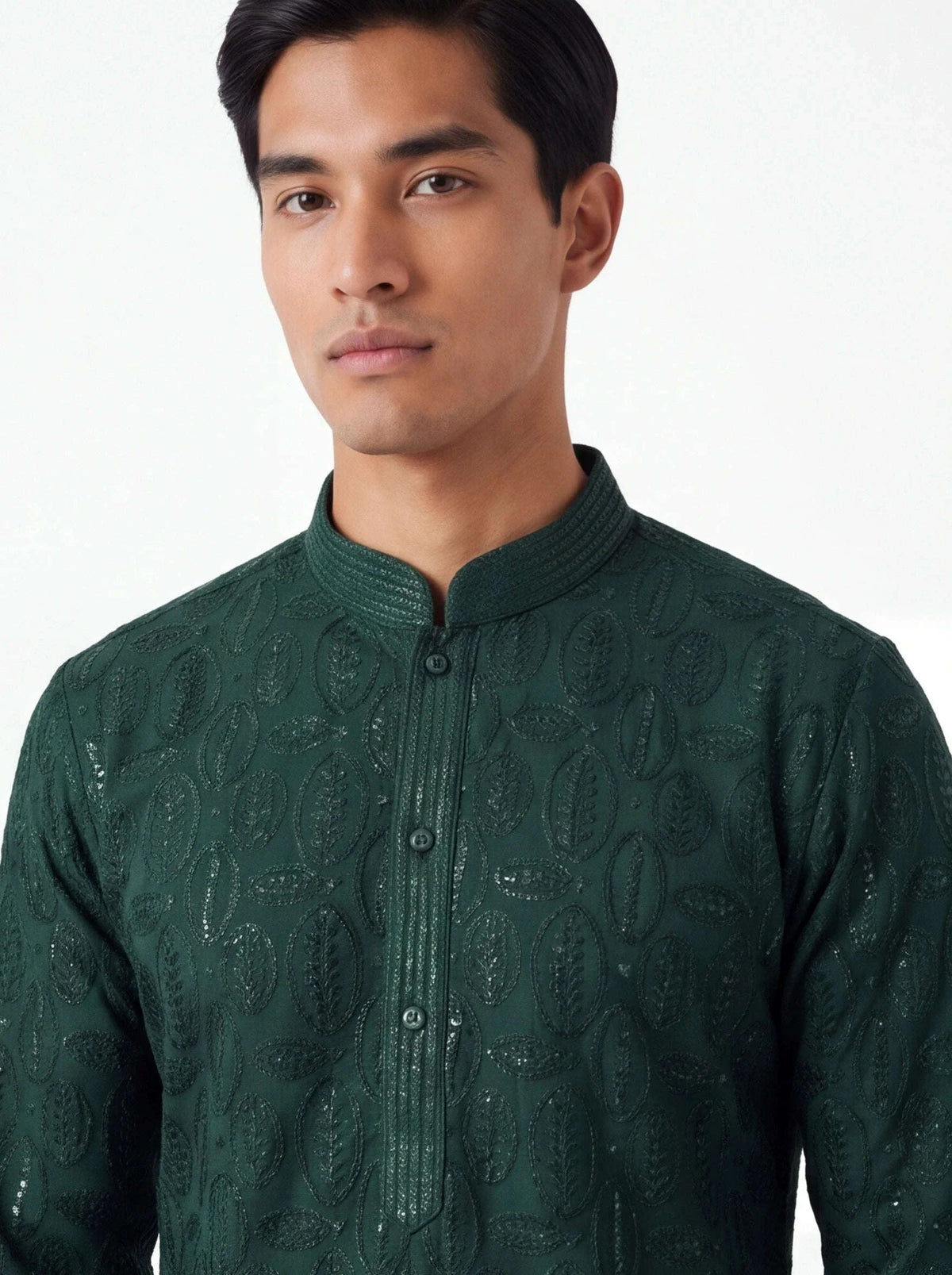 Dark green kurta set