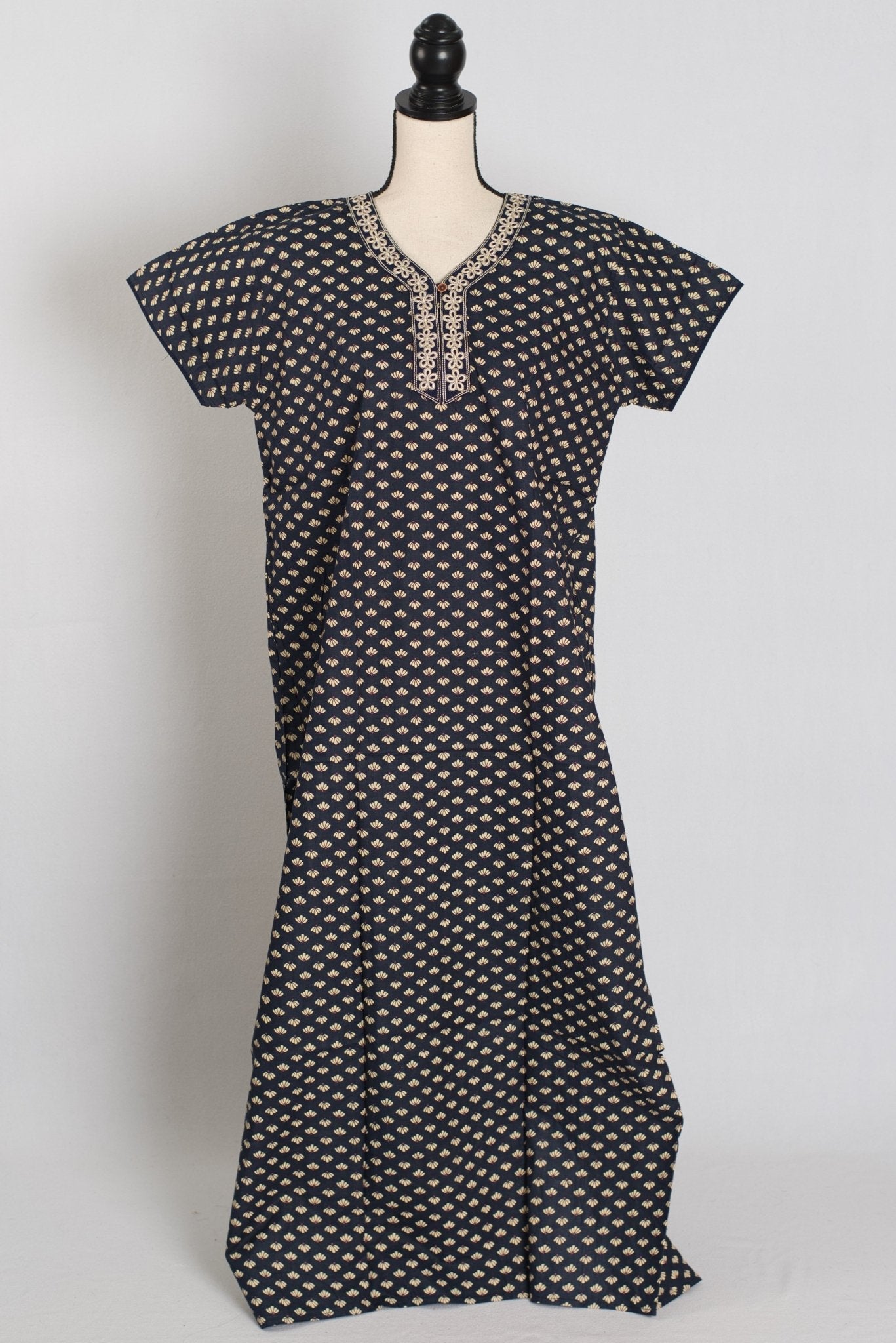 Printed Black Pure Cotton Nightwear in Regular Size