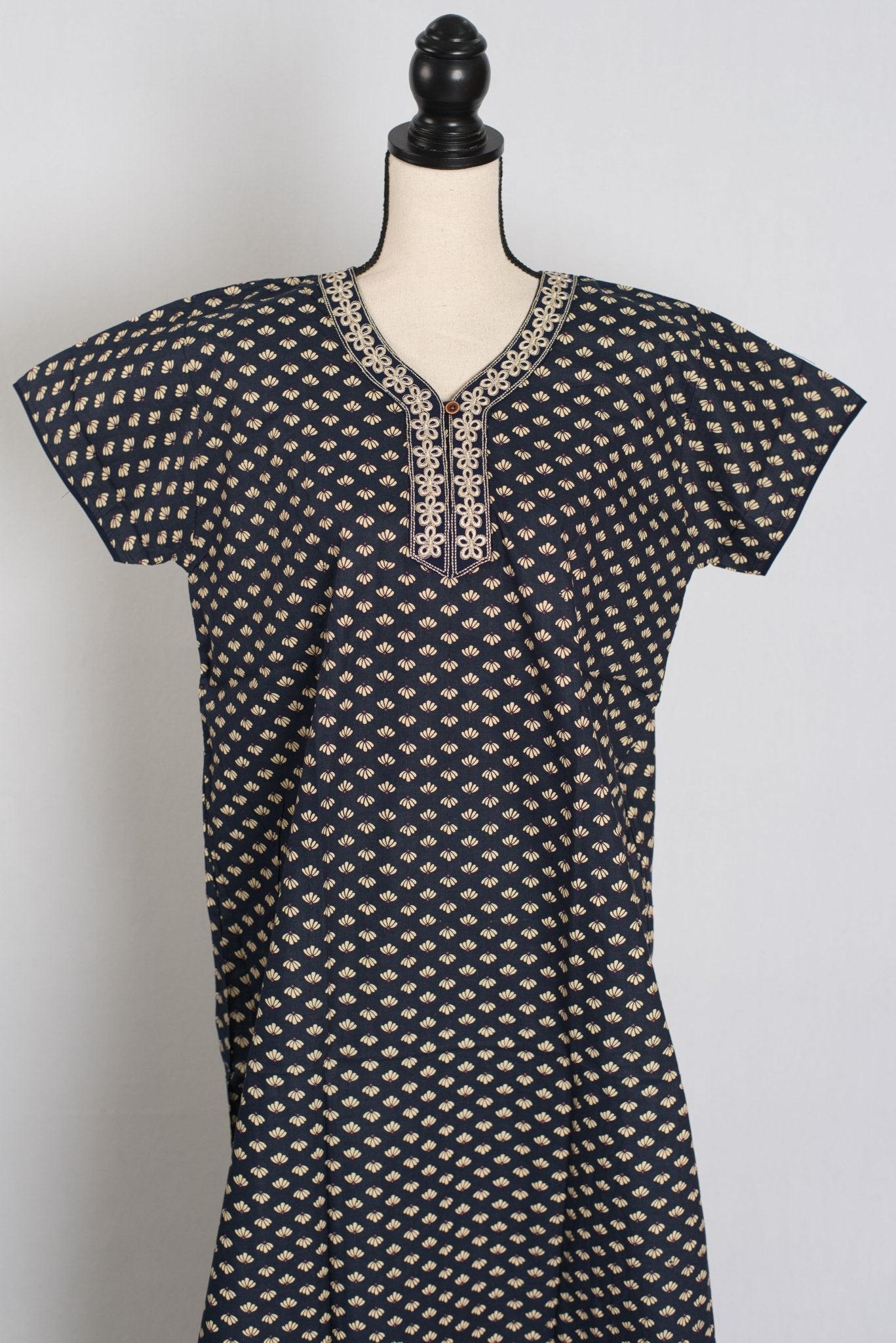 Printed Black Pure Cotton Nightwear in Regular Size