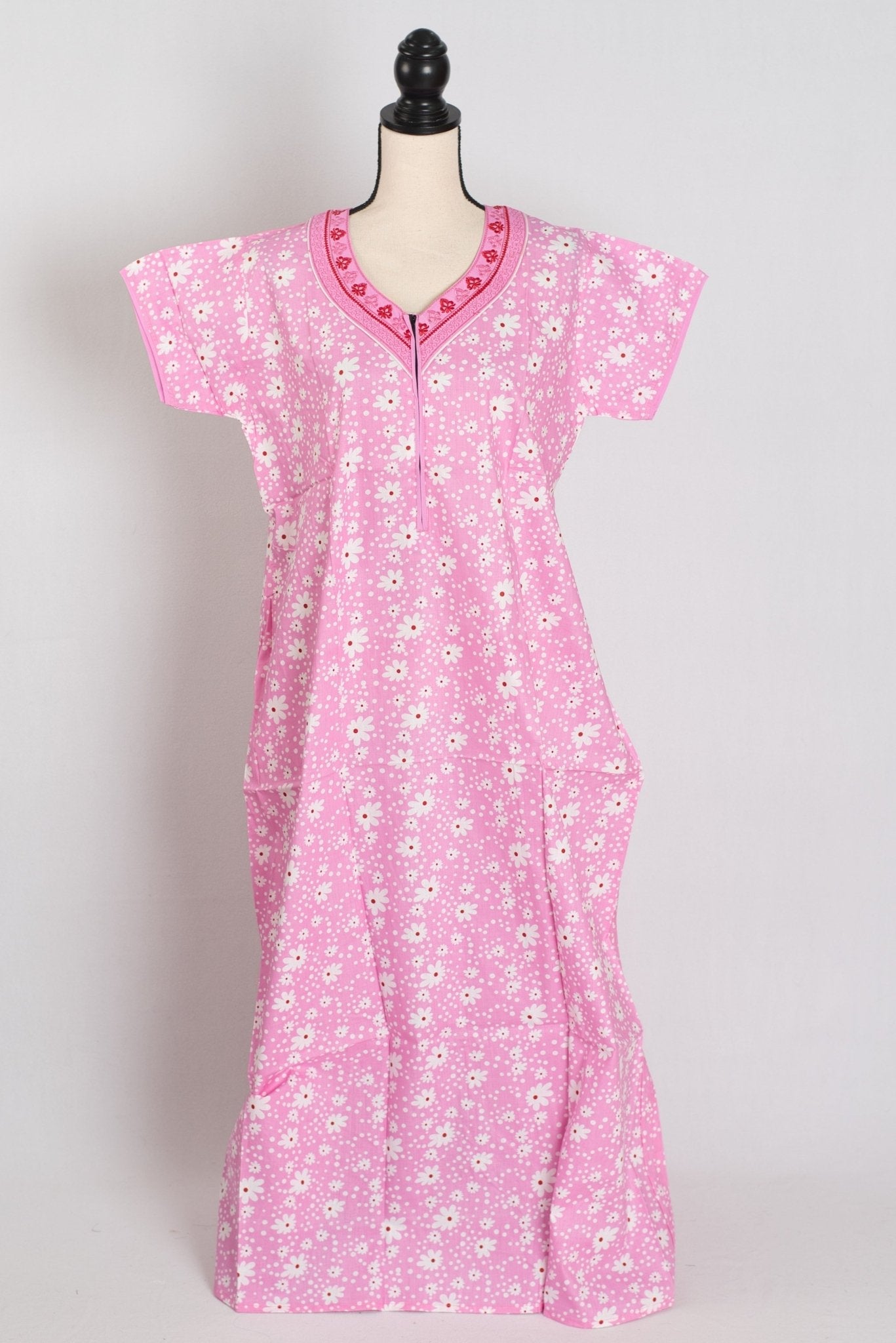Printed Pink Pure Cotton Nightwear in Regular Size