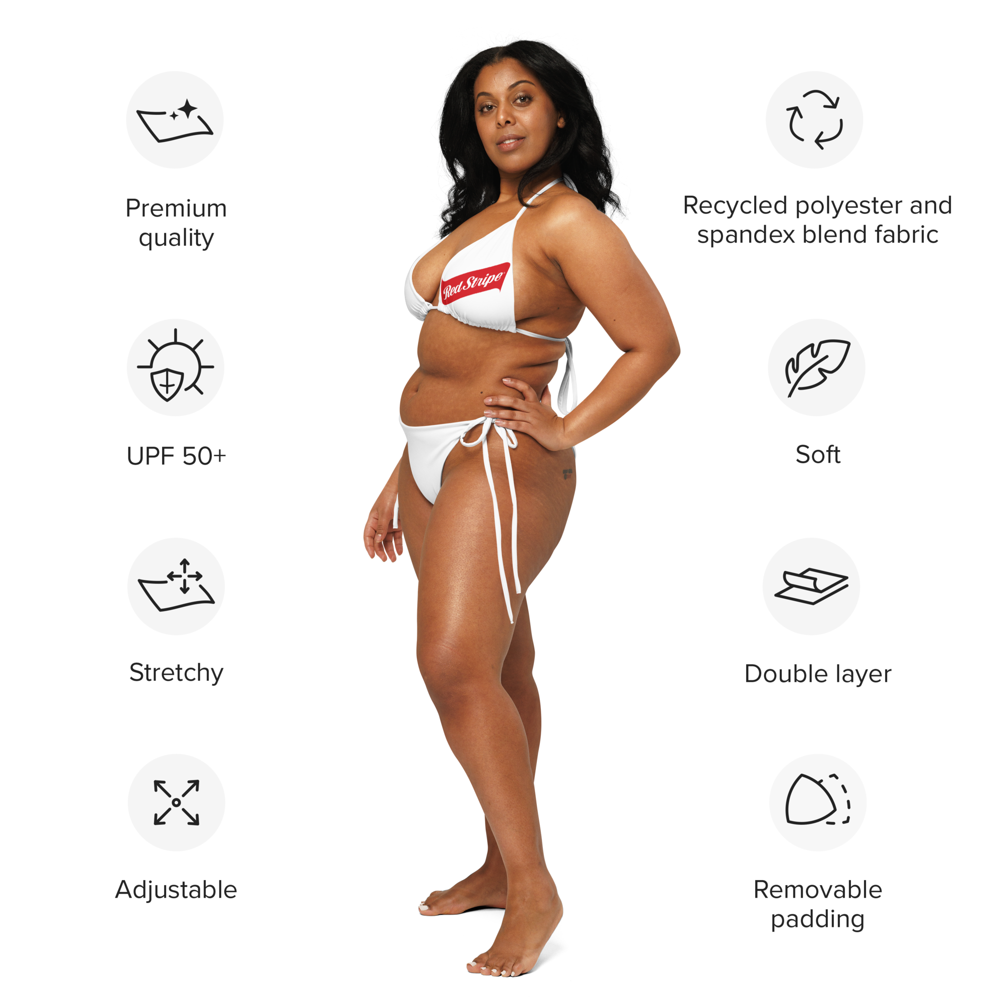 Red Stripe Beer Logo All Over Print Recycled String Bikini