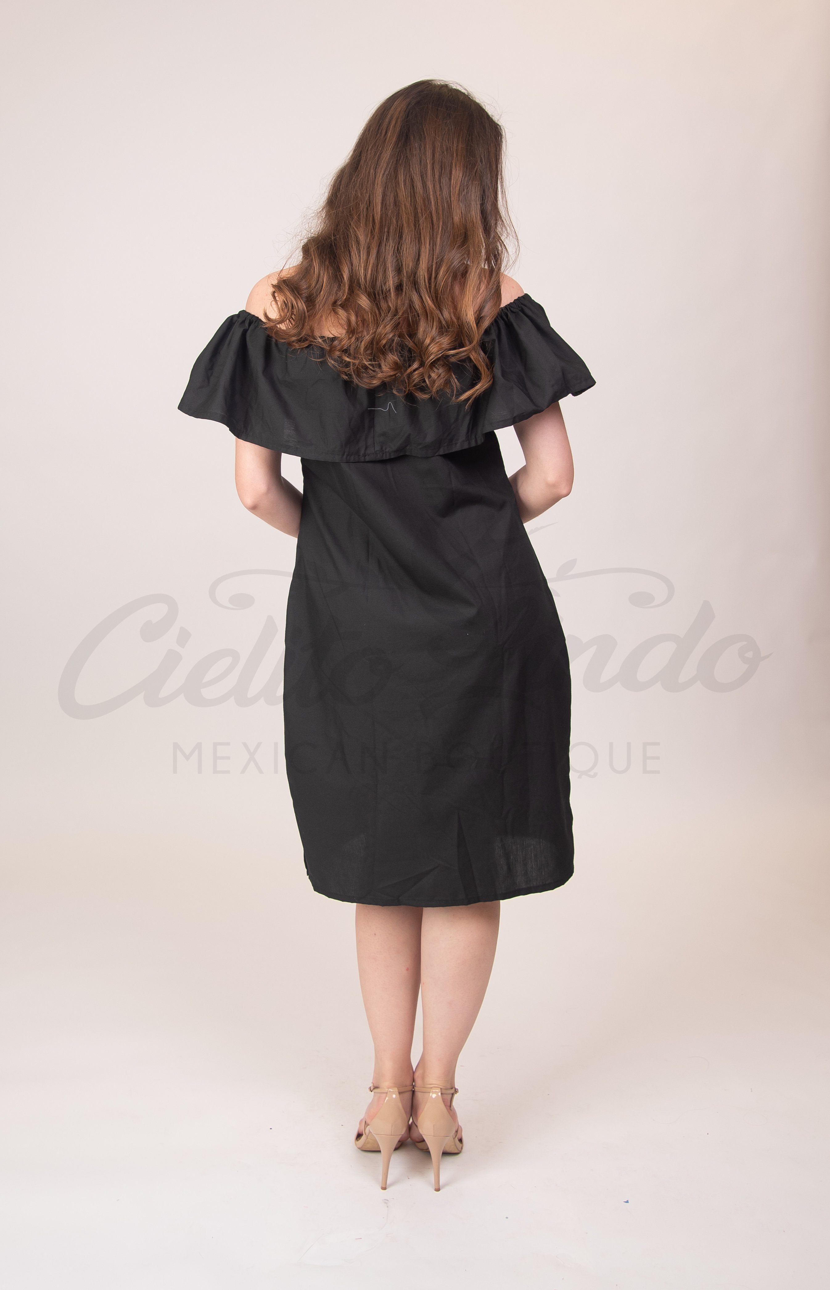 Puebla Off-Shoulder Dress Black