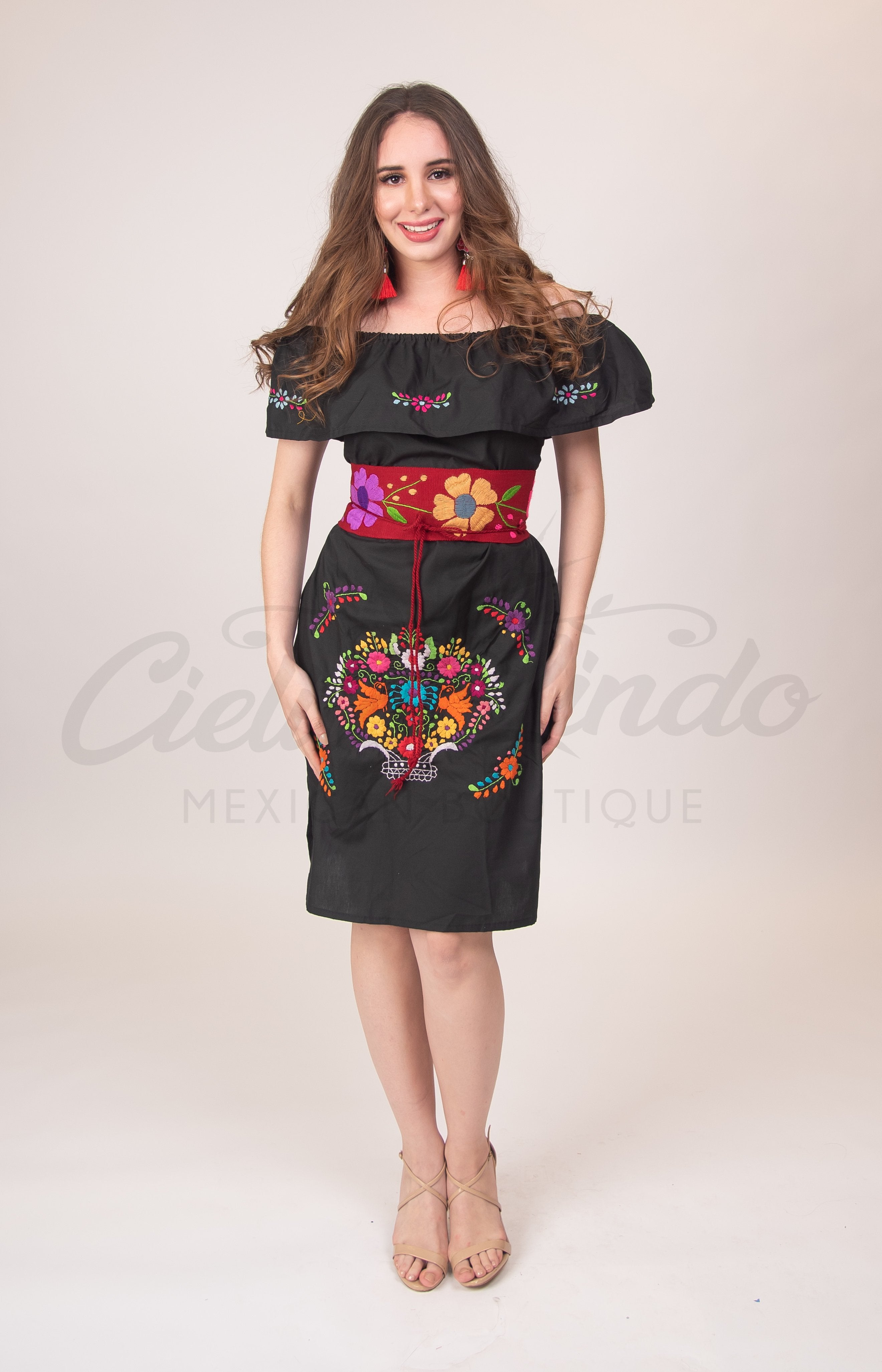 Puebla Off-Shoulder Dress Black