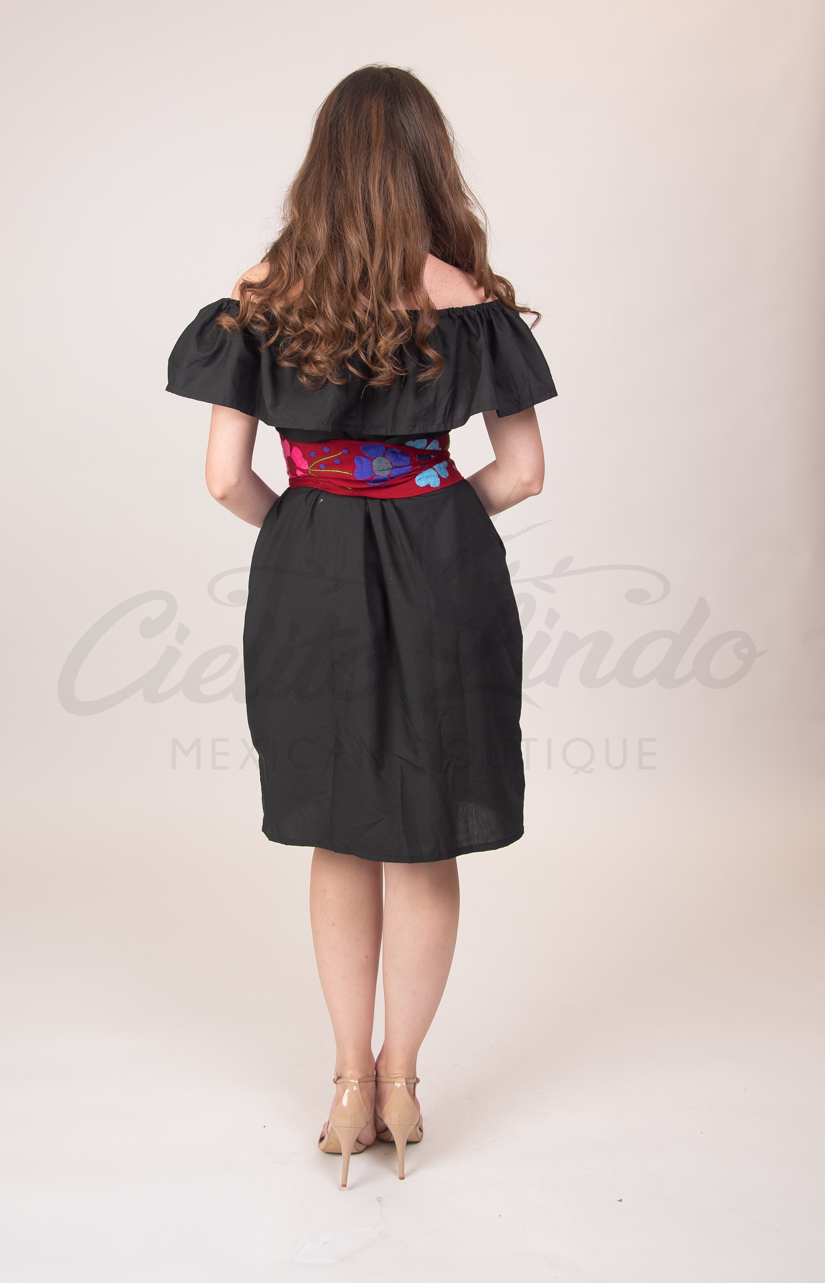 Puebla Off-Shoulder Dress Black