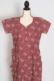 Pure Cotton Traditional Floral Block Print Nightgown