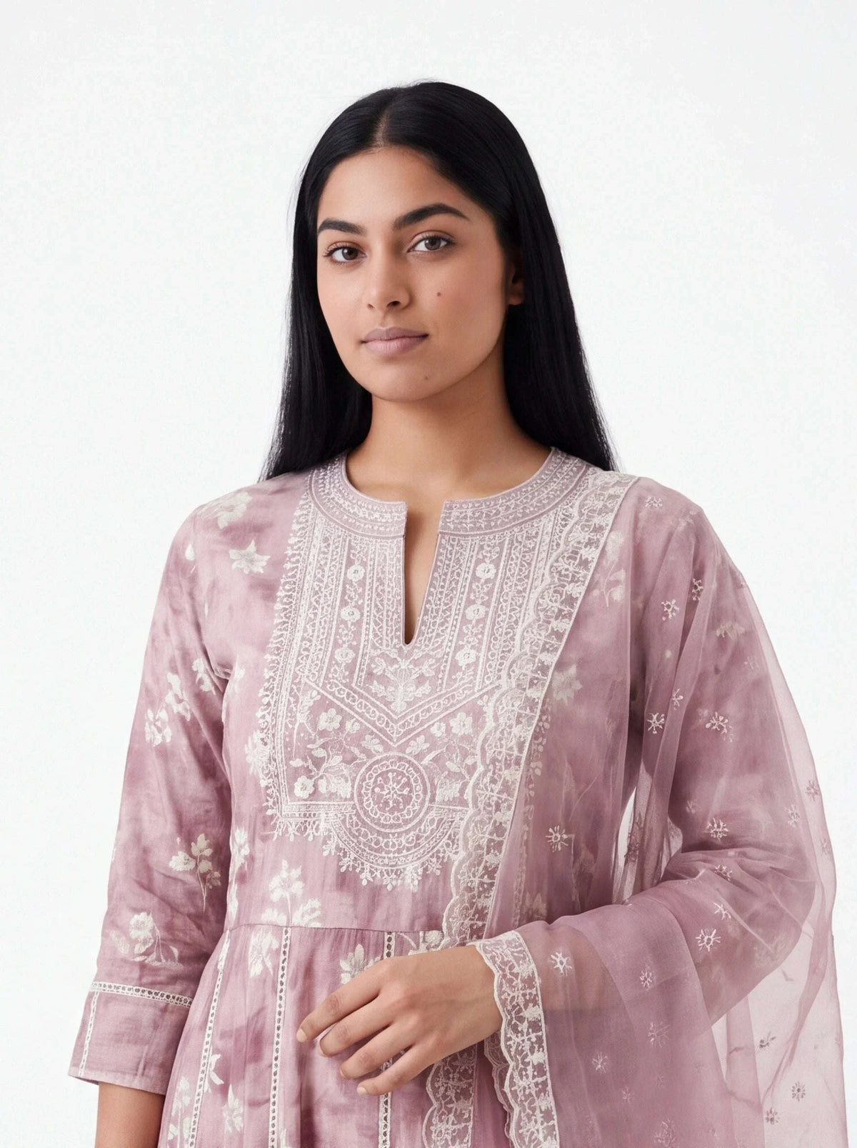 Linen silk kurti set : Anarkali Kurti pant set