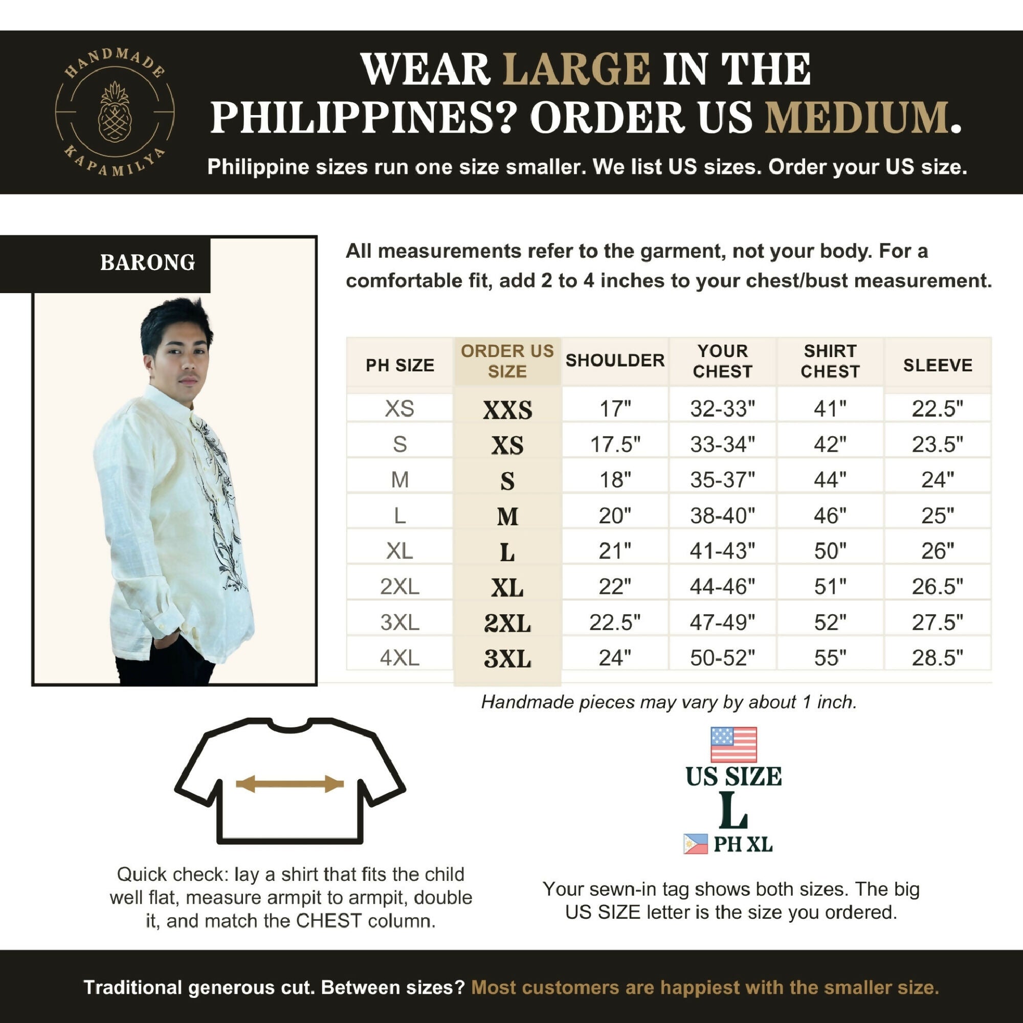 Mens Full-Button Barong Tagalog - White