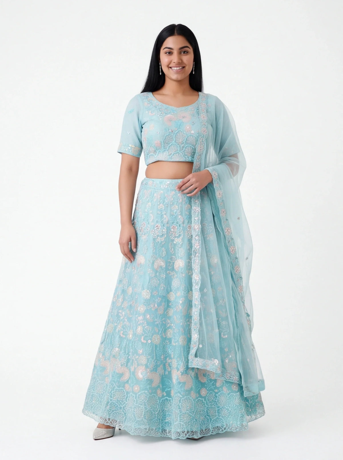 Light blue party wear Lehenga choli set