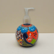 Round Talavera Soap Dispenser | Hand-Painted Ceramic Bottle