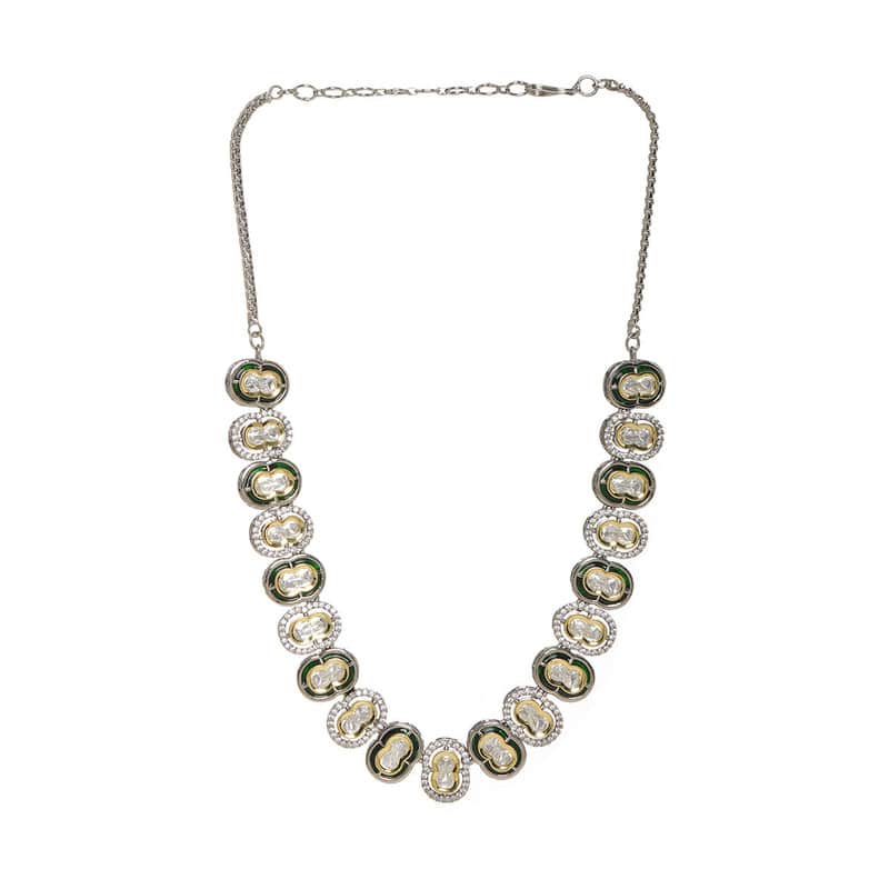 Ruby Raang Presents Mufli Kundan Neckpiece With Meenakari and American Diamonds