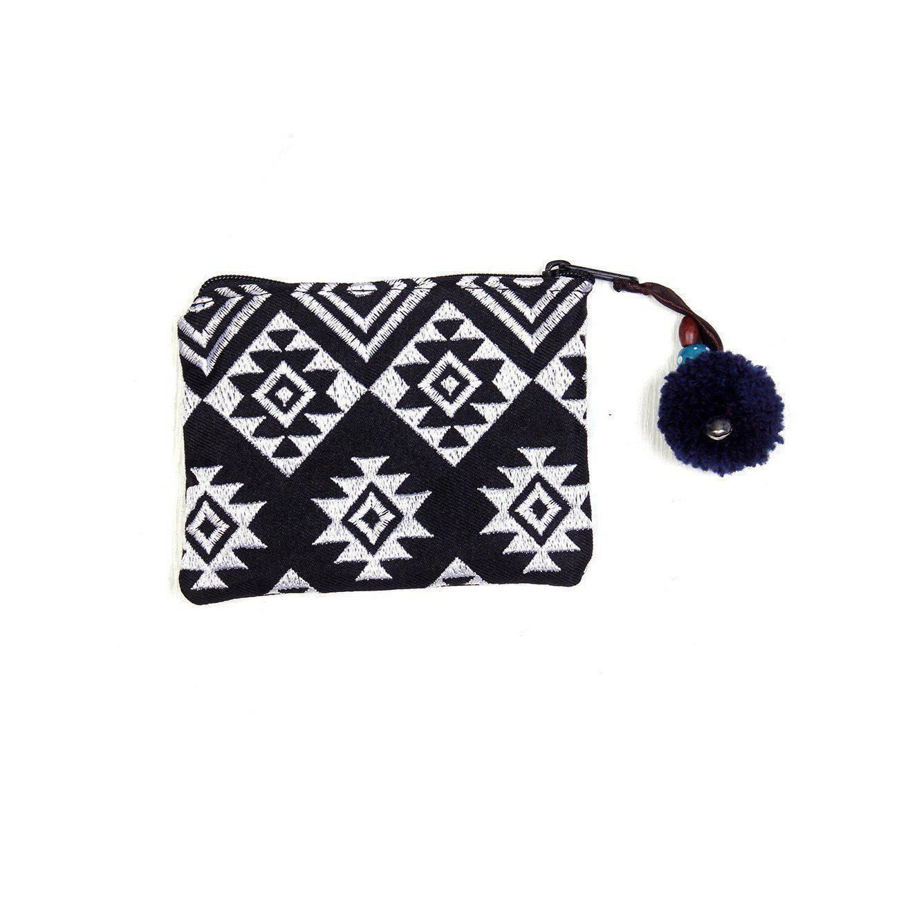 Embroidered Pompom Artisanal Coin Purse - Thailand
