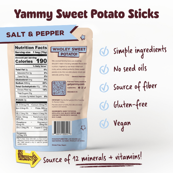 Salt & Pepper Chewy Dried Sweet Potato – Salty Asian Snack (Pack of 18)