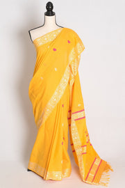 Sanya : Bright Yellow Pure Cotton Assamese Handloom Saree