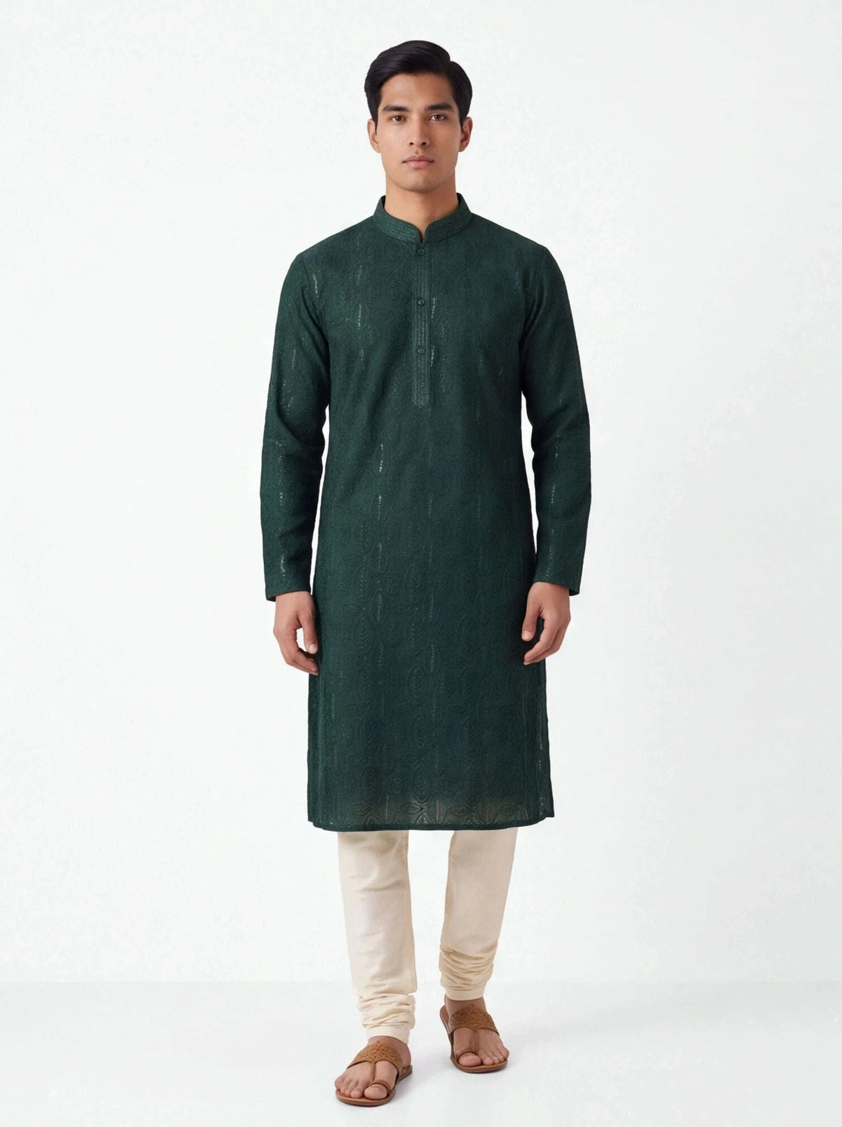 Dark green kurta set