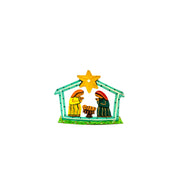 Small Painted Nativity - Turquoise