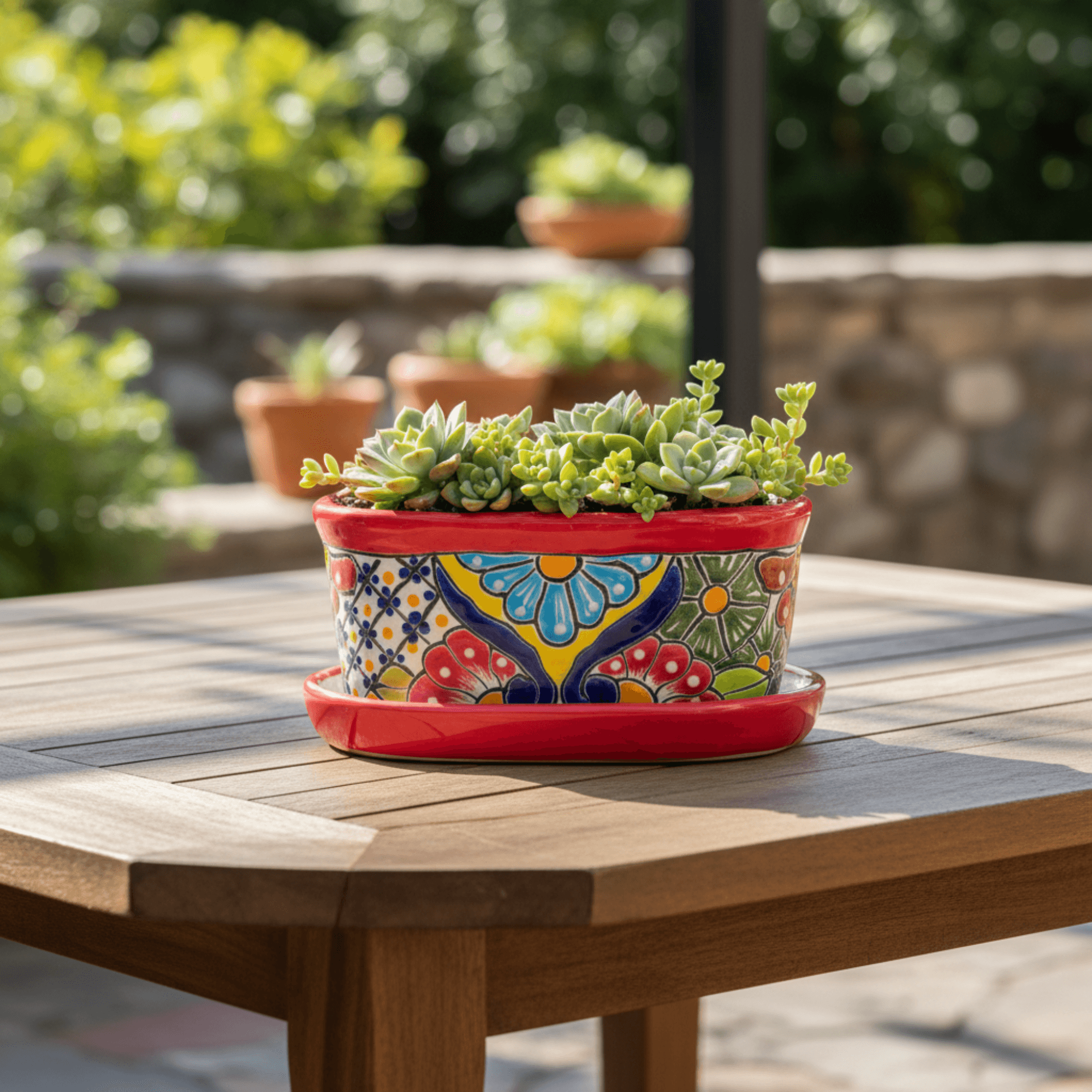 Small Talavera Flower Pot | Colorful Hand-Painted Mexican Planter