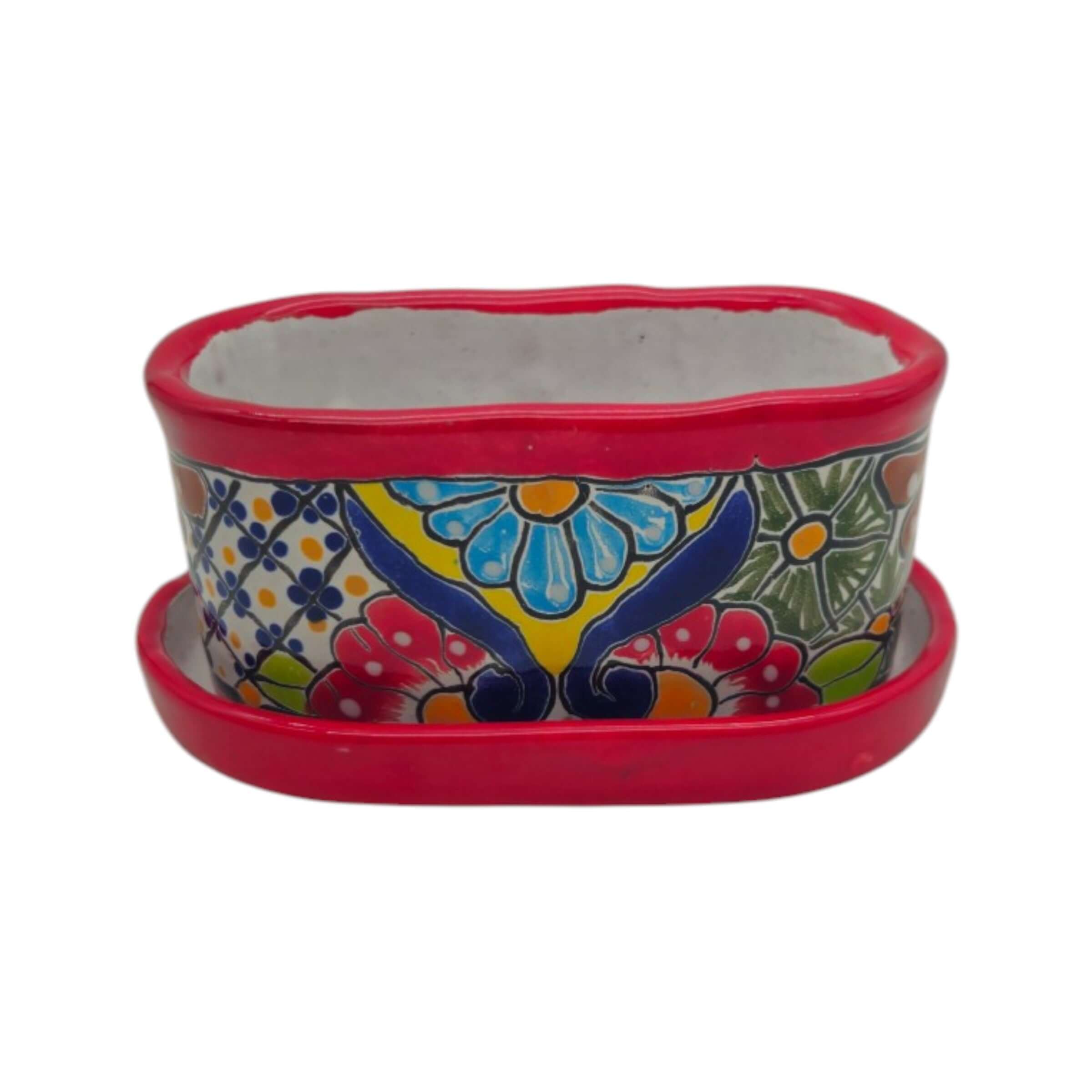 Small Talavera Flower Pot | Colorful Hand-Painted Mexican Planter