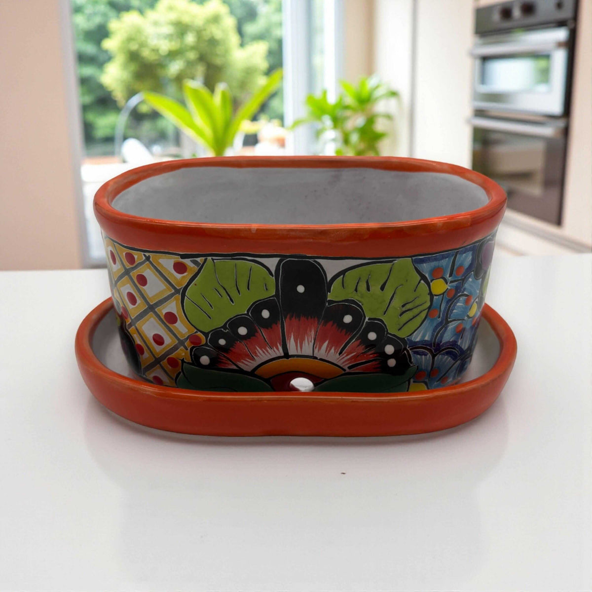 Small Talavera Flower Pot | Colorful Hand-Painted Mexican Planter