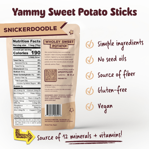 Snickerdoodle Chewy Dried Sweet Potato – Sweet Asian Snack (Pack of 18)