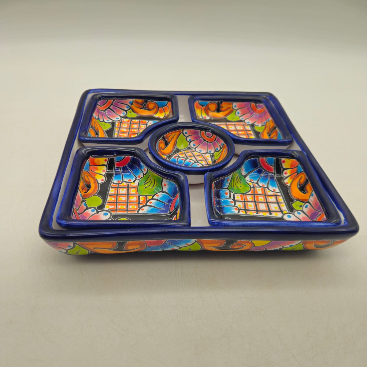 Square Talavera Appetizer Tray | Hand-Painted Mexican Serving Dish