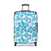 Aqua Blue Hawaiian Flowers Suitcase – Surf & Beach Inspired Luggage by Extremely Stoked®