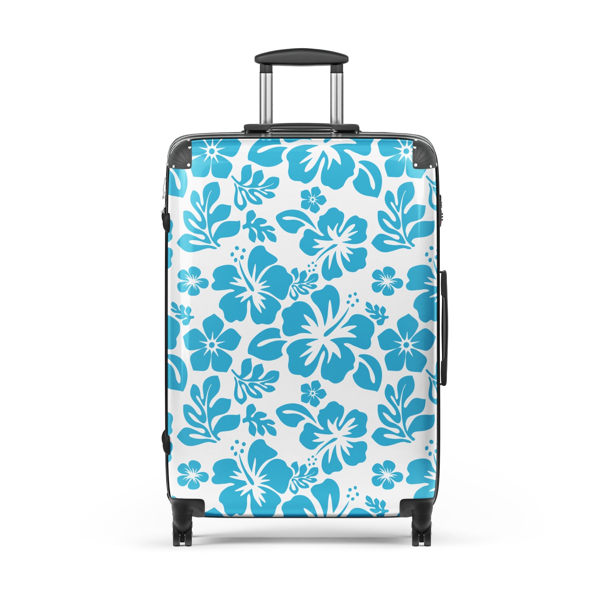 Aqua Blue Hawaiian Flowers Suitcase – Surf & Beach Inspired Luggage by Extremely Stoked®