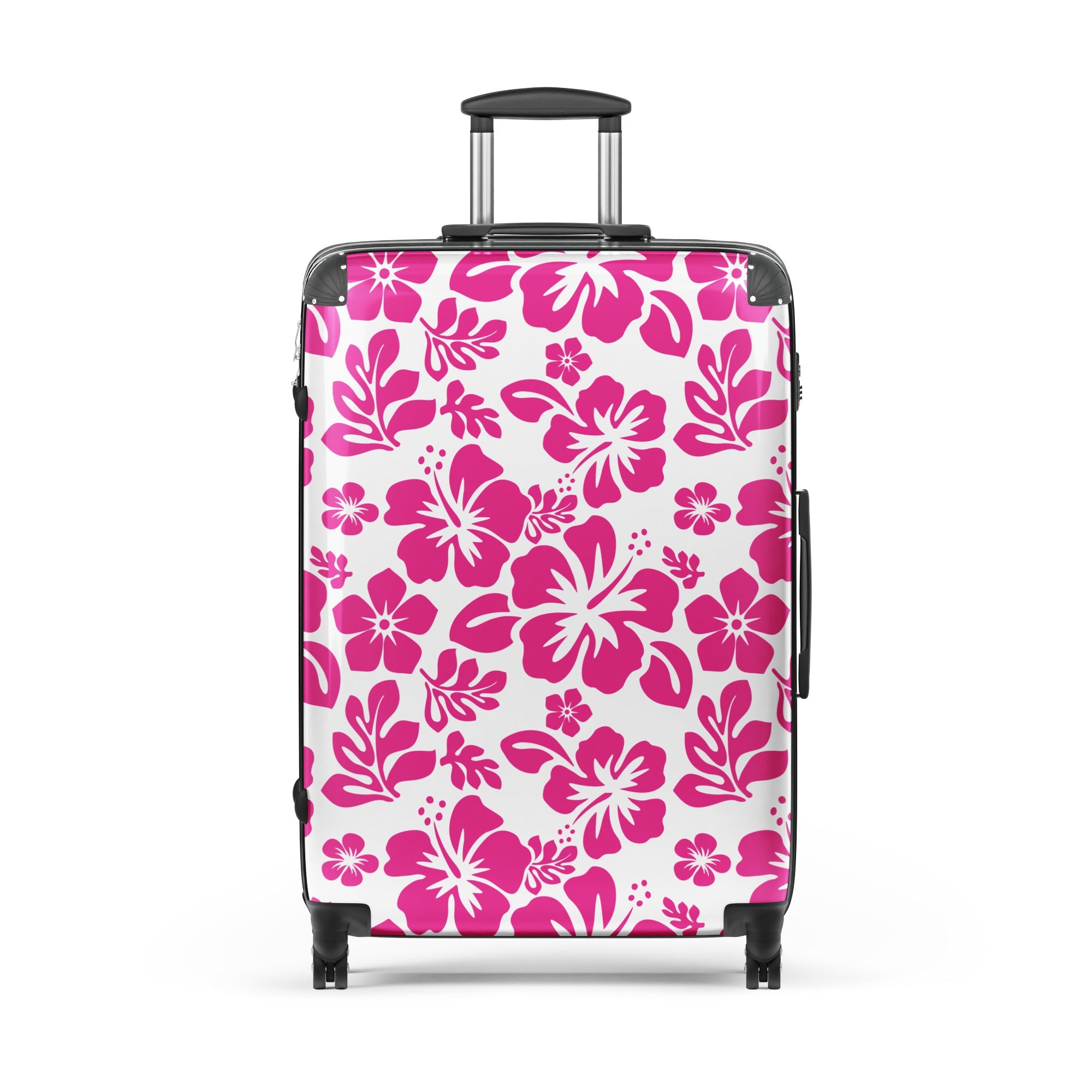 Hot Pink Hawaiian Flowers Suitcase – Surf & Beach Inspired Luggage by Extremely Stoked®