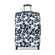 Navy Blue Hawaiian Flowers Suitcase – Surf & Beach Inspired Luggage by Extremely Stoked®