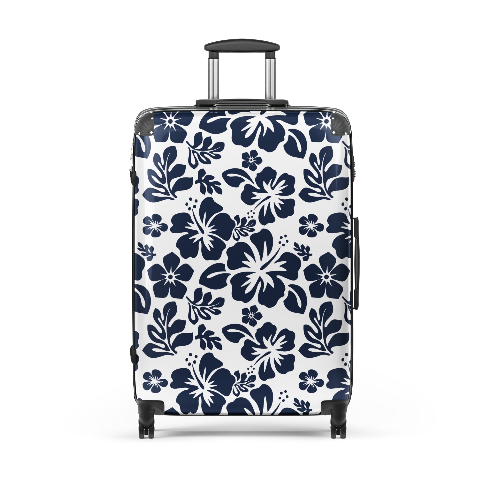 Navy Blue Hawaiian Flowers Suitcase – Surf & Beach Inspired Luggage by Extremely Stoked®