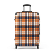 Navy Blue and Orange Plaid Suitcase – Surf & Beach Inspired Travel Luggage by Extremely Stoked®