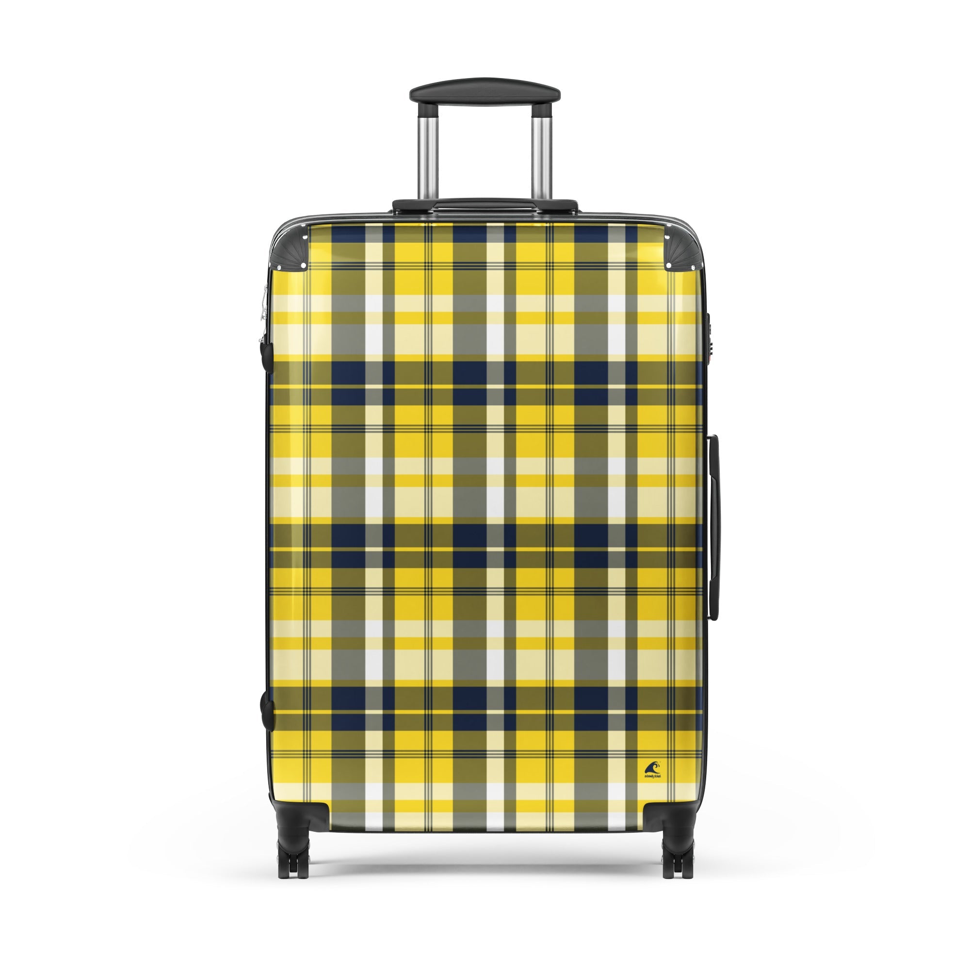 Navy Blue and Yellow Plaid Suitcase – Surf & Beach Inspired Travel Luggage by Extremely Stoked®
