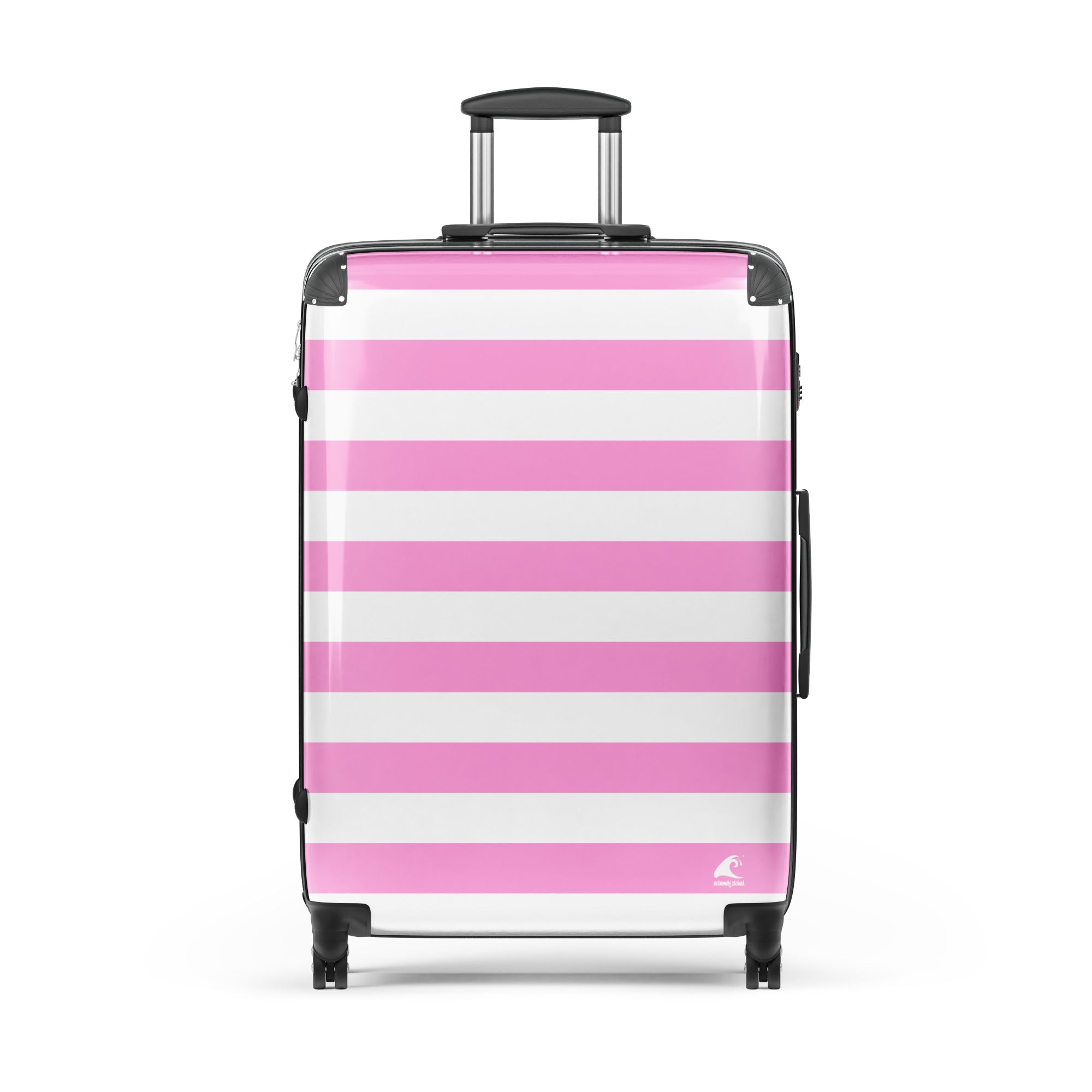 Pink and White Beach Stripes Suitcase – Travel Luggage by Extremely Stoked®