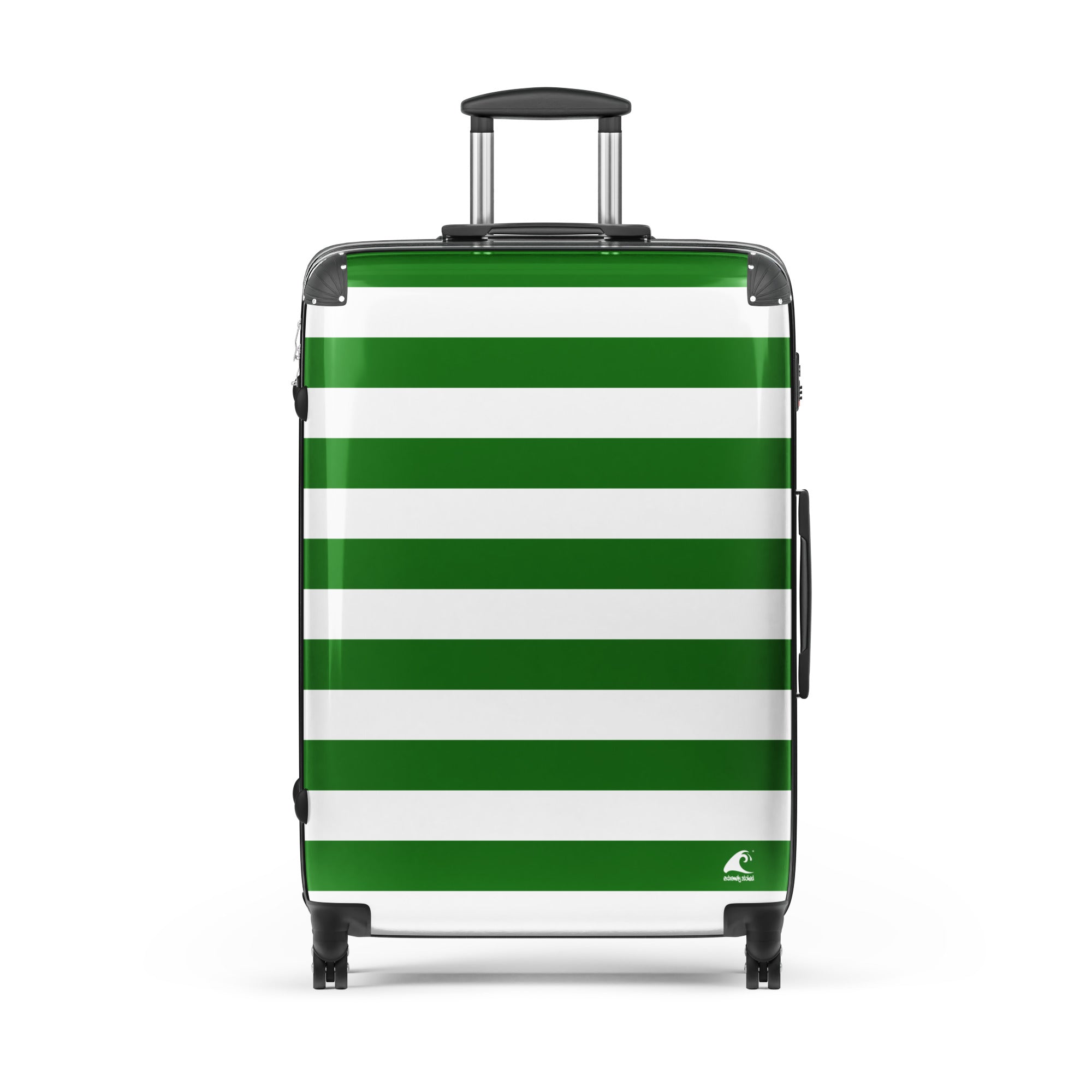 Fresh Green and White Beach Stripes Suitcase – Travel Luggage by Extremely Stoked®
